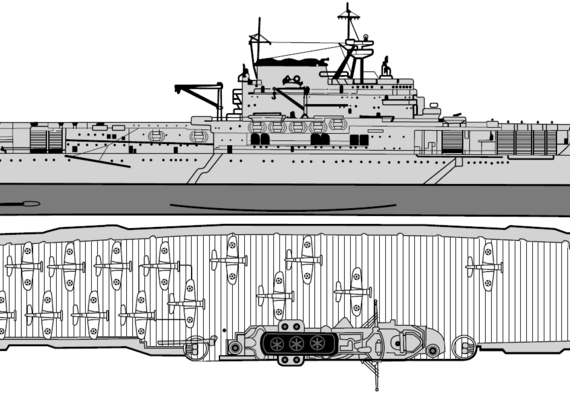 Корабль USS CV-5 Yorktown [Aircraft Carrier] (1941) - чертежи, габариты, рисунки